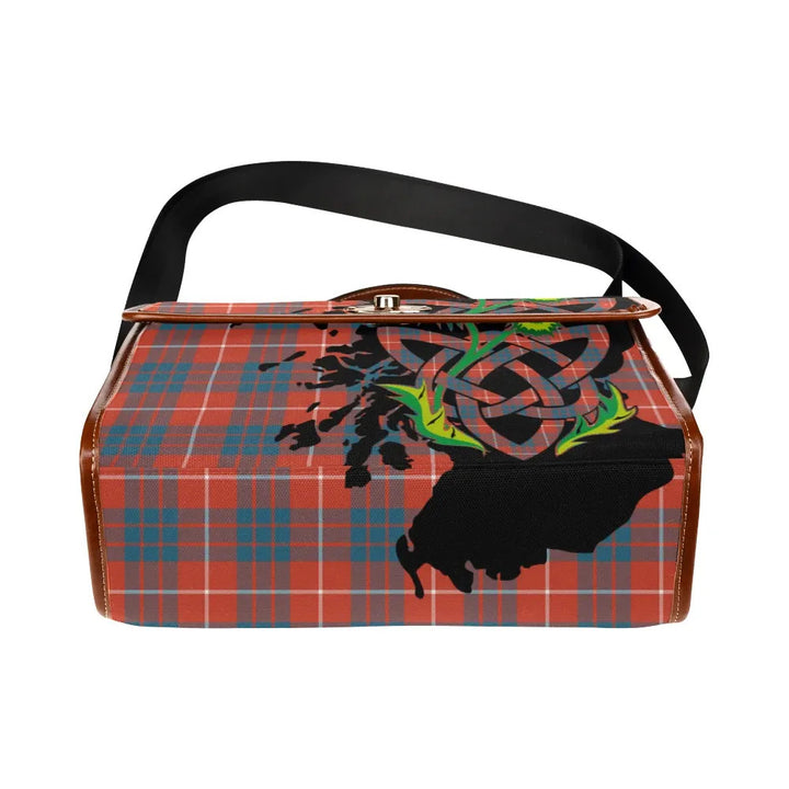 Scottish Hamilton Ancient Clan Tartan Waterproof Canvas Bag With Thistle Tartan Plaid 5