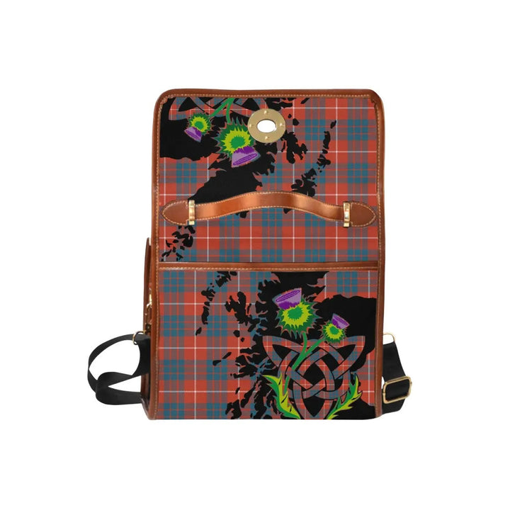 Scottish Hamilton Ancient Clan Tartan Waterproof Canvas Bag With Thistle Tartan Plaid 6