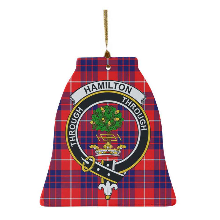 Scottish Hamilton Clan Crest Tartan Ceramic Ornament Bell Shape Tartan Plaid