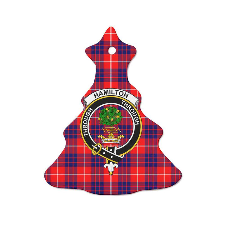 Scottish Hamilton Clan Crest Tartan Ceramic Ornament Tree Shape Tartan Plaid