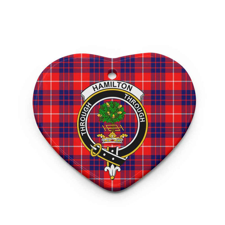 Scottish Hamilton Clan Crest Tartan Ceramic Ornament Heart Shape Tartan Plaid