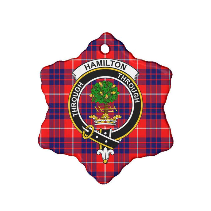 Scottish Hamilton Clan Crest Tartan Ceramic Ornament Snow Flake Shape Tartan Plaid