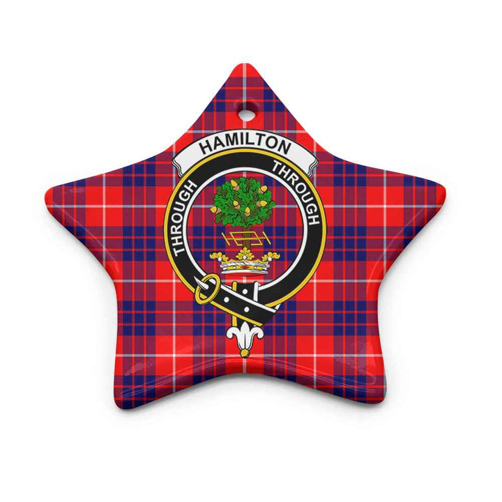 Scottish Hamilton Clan Crest Tartan Ceramic Ornament Star Shape Tartan Plaid