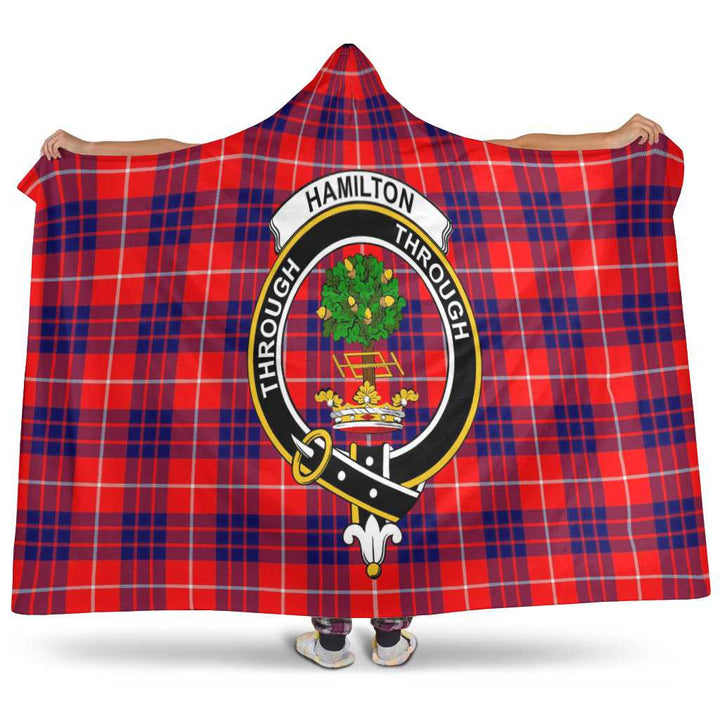 Scottish Hamilton Clan Crest Tartan Hooded Blanket Tartan Plaid 1