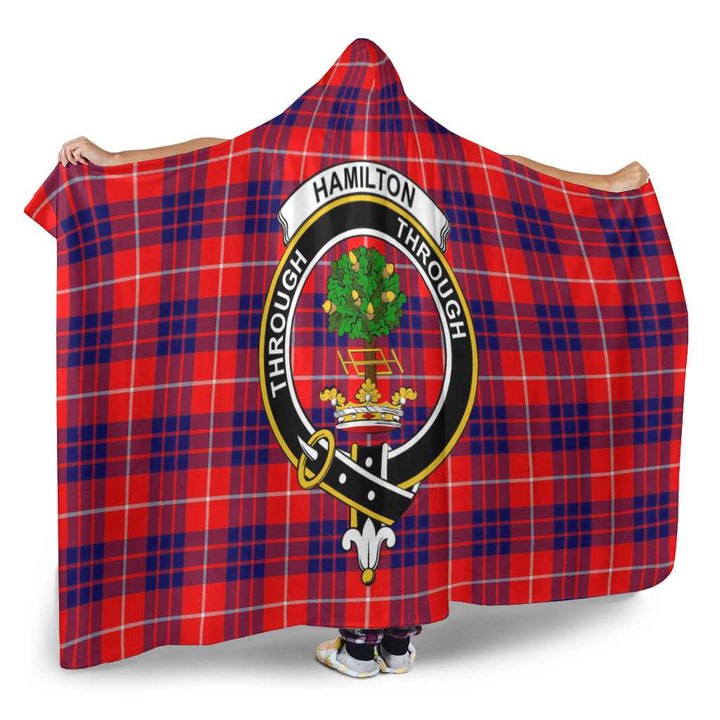 Scottish Hamilton Clan Crest Tartan Hooded Blanket Tartan Plaid 2