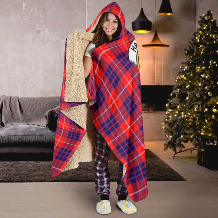 Scottish Hamilton Clan Crest Tartan Hooded Blanket Tartan Plaid 6