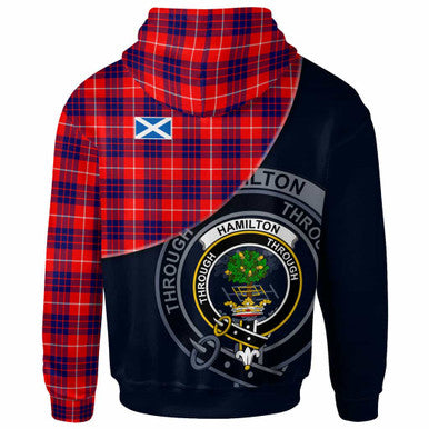 Scottish Hamilton Clan Crest Tartan Hoodie - Bend Style Back Side Tartan Plaid