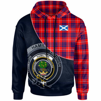 Scottish Hamilton Clan Crest Tartan Hoodie - Bend Style Front Side Tartan Plaid