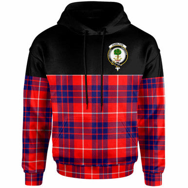 Scottish Hamilton Clan Crest Tartan Hoodie - Horizontal Style Front Side Tartan Plaid