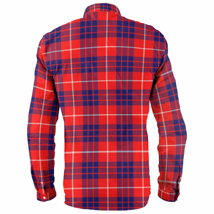 Scottish Hamilton Clan Crest Tartan Long Sleeve Shirt Back Side Tartan Plaid
