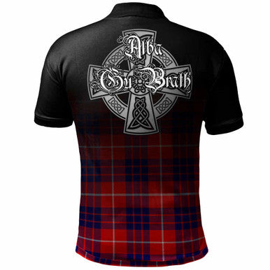 Scottish Hamilton Clan Crest Tartan Polo Shirt - Alba Gu Brath Family Crest Celtic Inspired Back Side Tartan Plaid