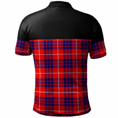 Scottish Hamilton Clan Crest Tartan Polo Shirt - Horizontal Style Back Side Tartan Plaid