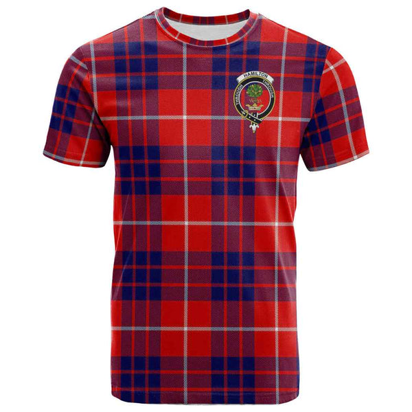 Scottish Hamilton Clan Crest Tartan T-Shirt Front Side Tartan Plaid