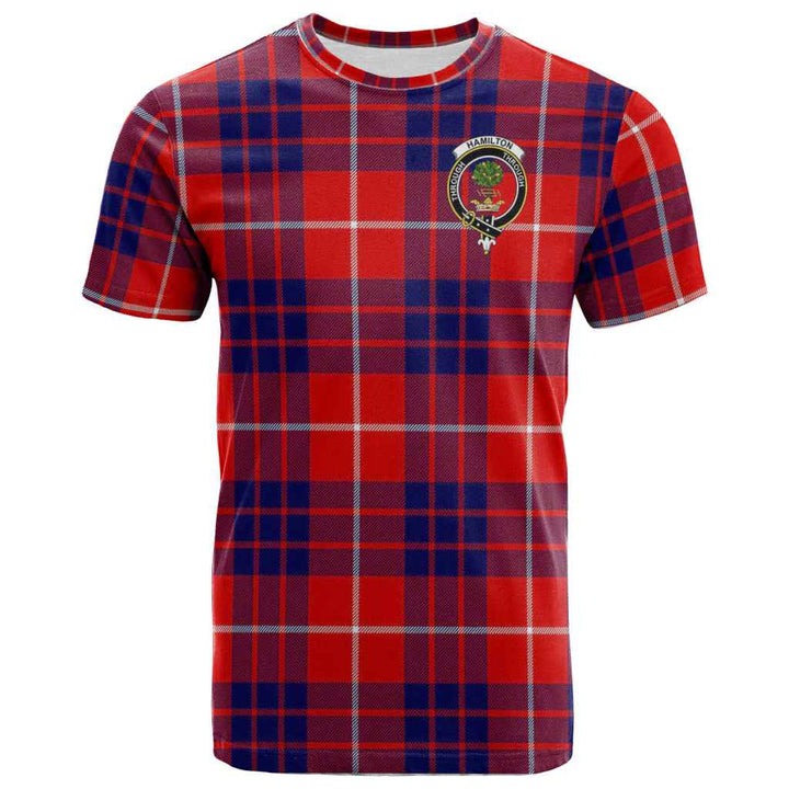 Scottish Hamilton Clan Crest Tartan T-Shirt Front Side Tartan Plaid