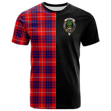 Scottish Hamilton Clan Crest Tartan T-Shirt Half in Me Front Side Tartan Plaid