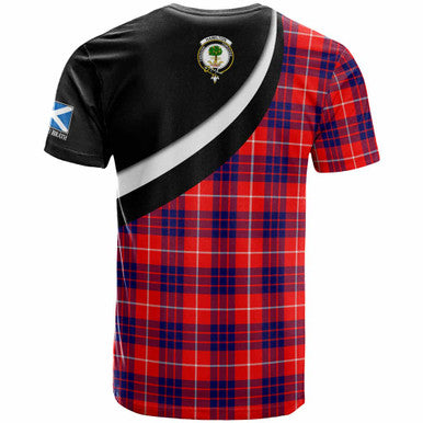 Scottish Hamilton Clan Crest Tartan T-Shirt - Scotland Forever Style Back Side Tartan Plaid