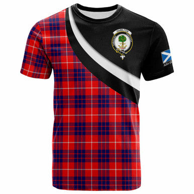Scottish Hamilton Clan Crest Tartan T-Shirt - Scotland Forever Style Front Side Tartan Plaid