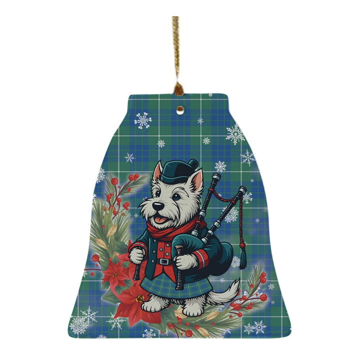 Scottish Hamilton Hunting Ancient Clan Tartan Ceramic Ornament Cute Scottish Terrier Dog Bell Style Tartan Plaid