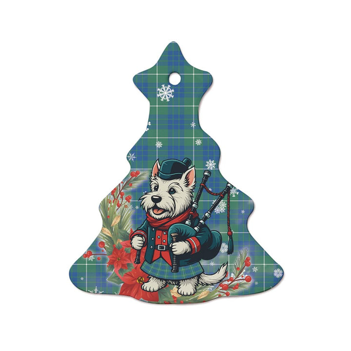 Scottish Hamilton Hunting Ancient Clan Tartan Ceramic Ornament Cute Scottish Terrier Dog Tree Style Tartan Plaid
