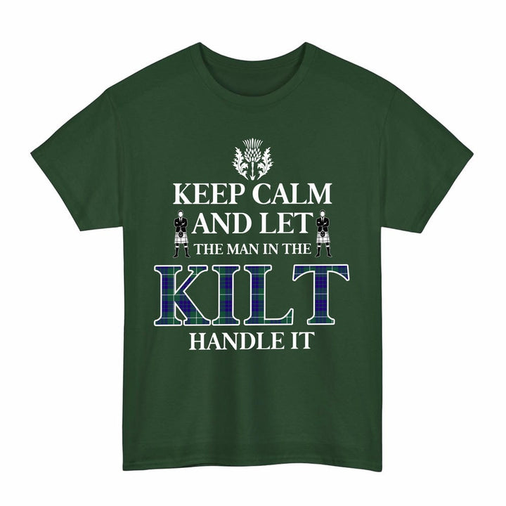 Scottish Hamilton Hunting Modern Clan Tartan T-Shirt - Keep Calm Tartan Plaid Forest Green Color