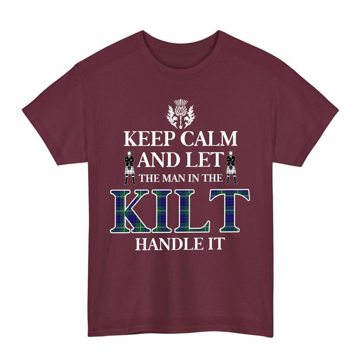 Scottish Hamilton Hunting Modern Clan Tartan T-Shirt - Keep Calm Tartan Plaid Maroon Color
