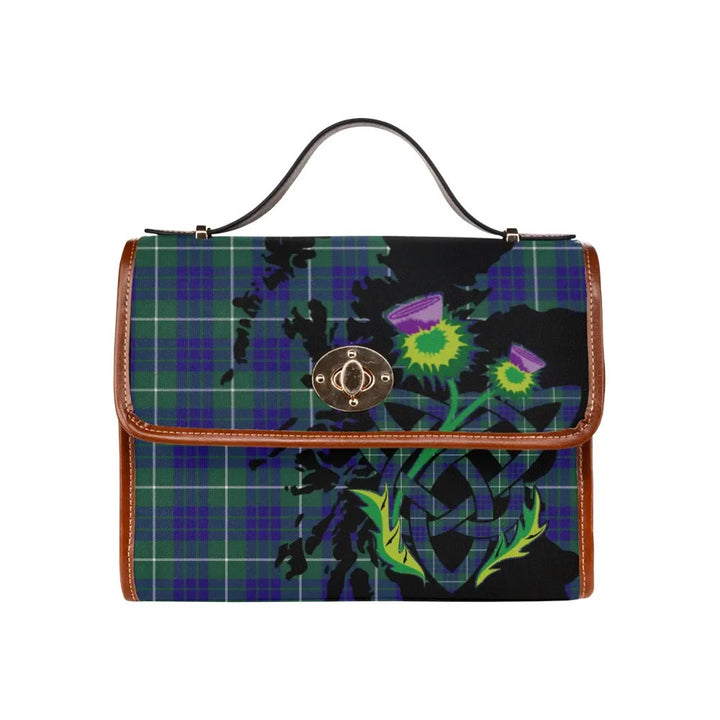 Scottish Hamilton Hunting Modern Clan Tartan Waterproof Canvas Bag With Thistle Tartan Plaid 2