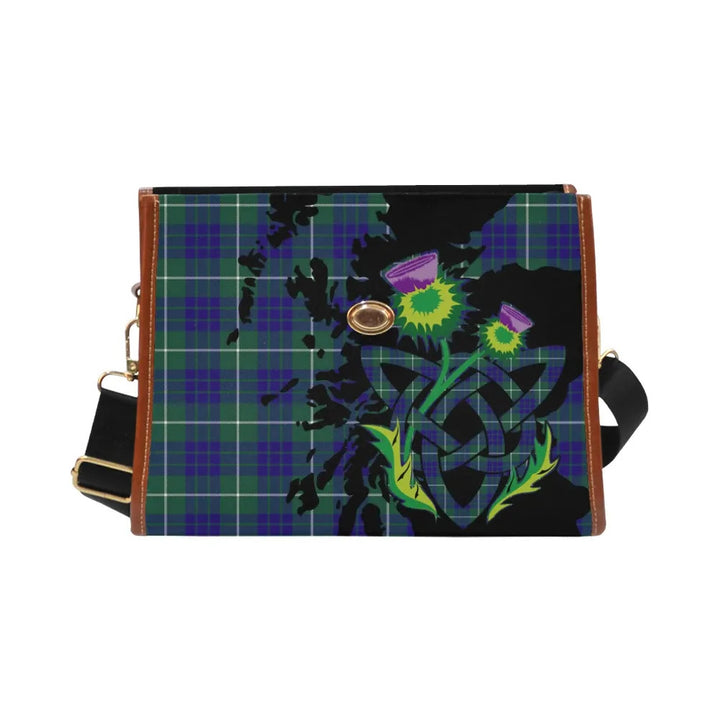 Scottish Hamilton Hunting Modern Clan Tartan Waterproof Canvas Bag With Thistle Tartan Plaid 1