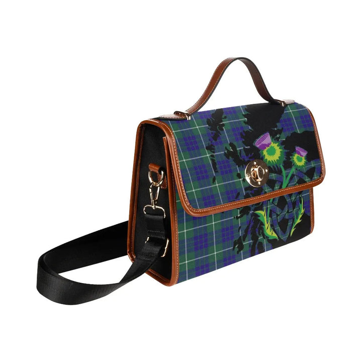 Scottish Hamilton Hunting Modern Clan Tartan Waterproof Canvas Bag With Thistle Tartan Plaid 3