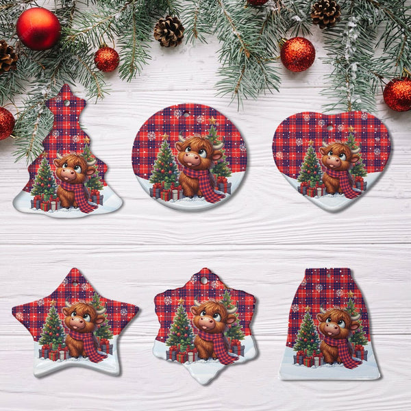 Scottish Hamilton Modern Clan Tartan Ceramic Ornament Cute Highland Cow Christmas All Style Tartan Plaid