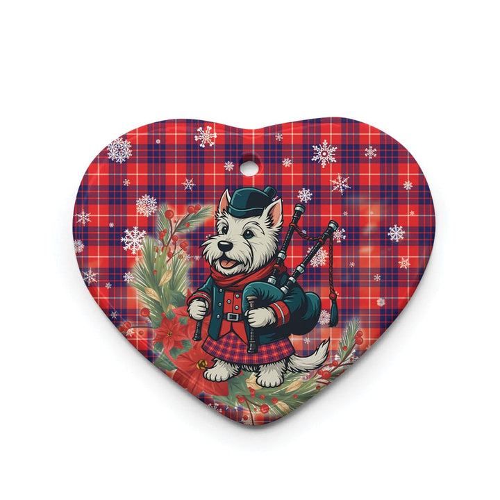 Scottish Hamilton Modern Clan Tartan Ceramic Ornament Cute Scottish Terrier Dog Heart Style Tartan Plaid