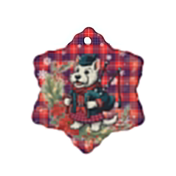 Scottish Hamilton Modern Clan Tartan Ceramic Ornament Cute Scottish Terrier Dog Snow Flake Style Tartan Plaid