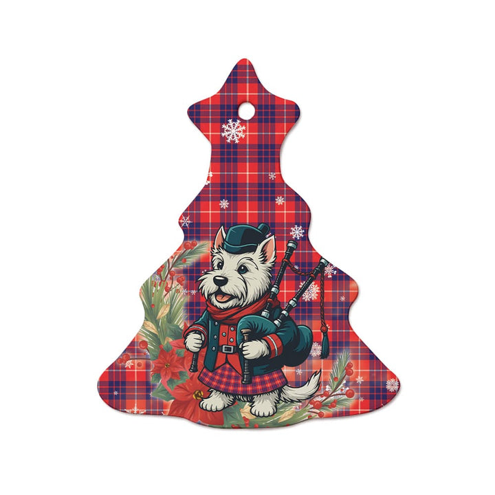 Scottish Hamilton Modern Clan Tartan Ceramic Ornament Cute Scottish Terrier Dog Tree Style Tartan Plaid