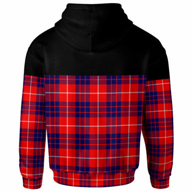 Scottish Hamilton Modern Clan Tartan Hoodie - Horizontal Style Back Side Tartan Plaid