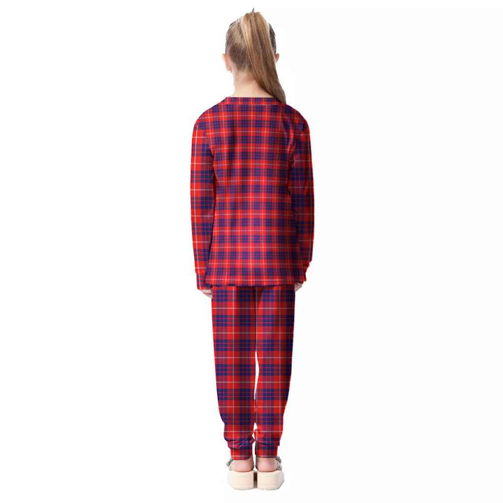 Scottish Hamilton Modern Clan Tartan Pajama Set Kid Back Side Tartan Plaid