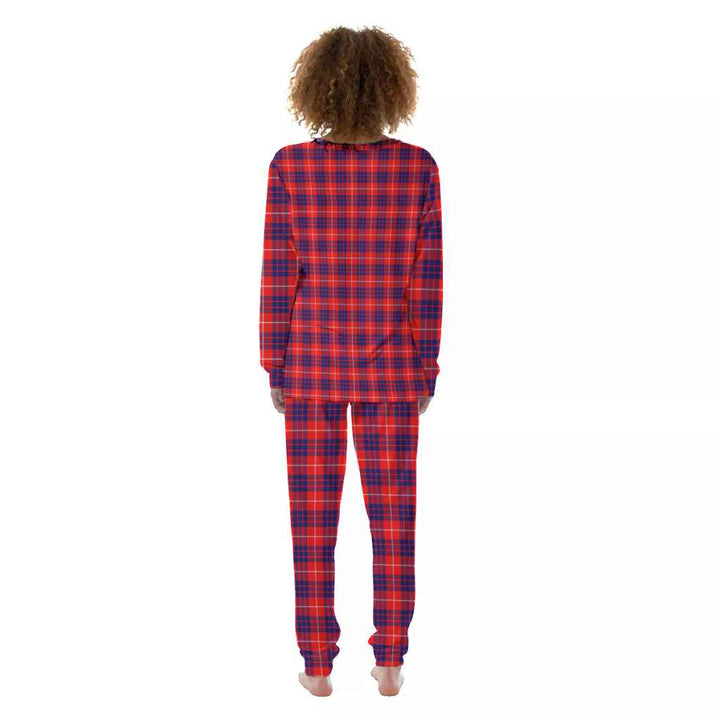 Scottish Hamilton Modern Clan Tartan Pajama Set Women Back Side Tartan Plaid