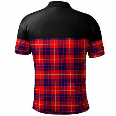 Scottish Hamilton Modern Clan Tartan Polo Shirt - Horizontal Style Back Side Tartan Plaid