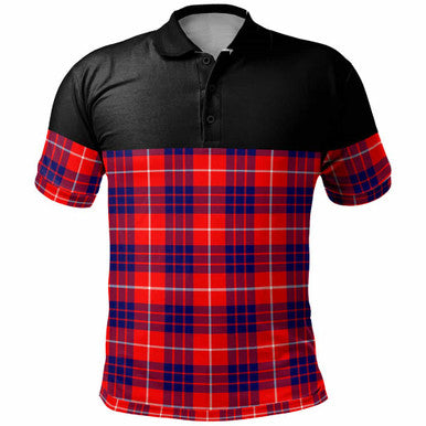 Scottish Hamilton Modern Clan Tartan Polo Shirt - Horizontal Style Front Side Tartan Plaid