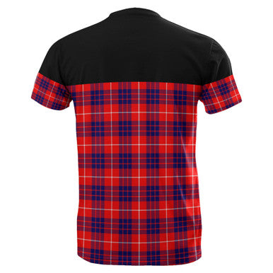 Scottish Hamilton Modern Clan Tartan T-Shirt Horizontal Style Back Side Tartan Plaid