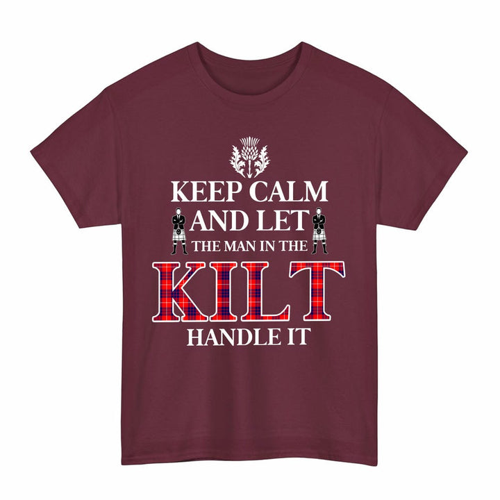 Scottish Hamilton Modern Clan Tartan T-Shirt - Keep Calm Tartan Plaid Maroon Color
