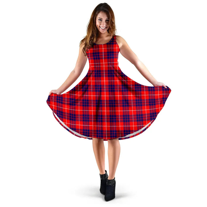 Scottish Hamilton Modern Clan Tartan Women Midi Dress