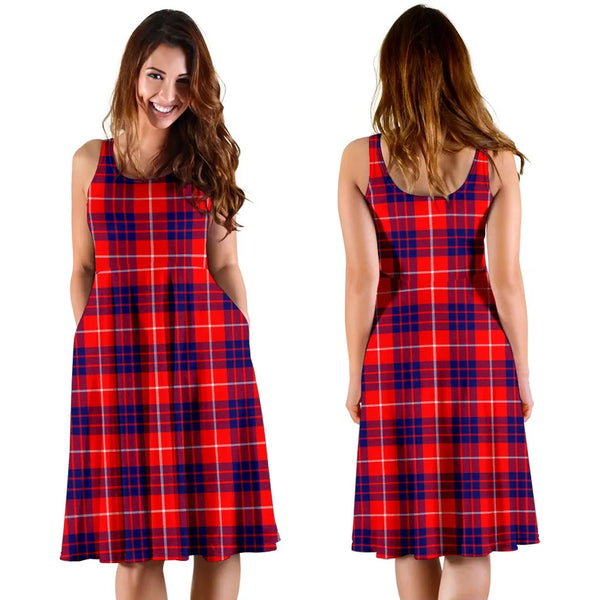 Scottish Hamilton Modern Clan Tartan Women Midi Dress