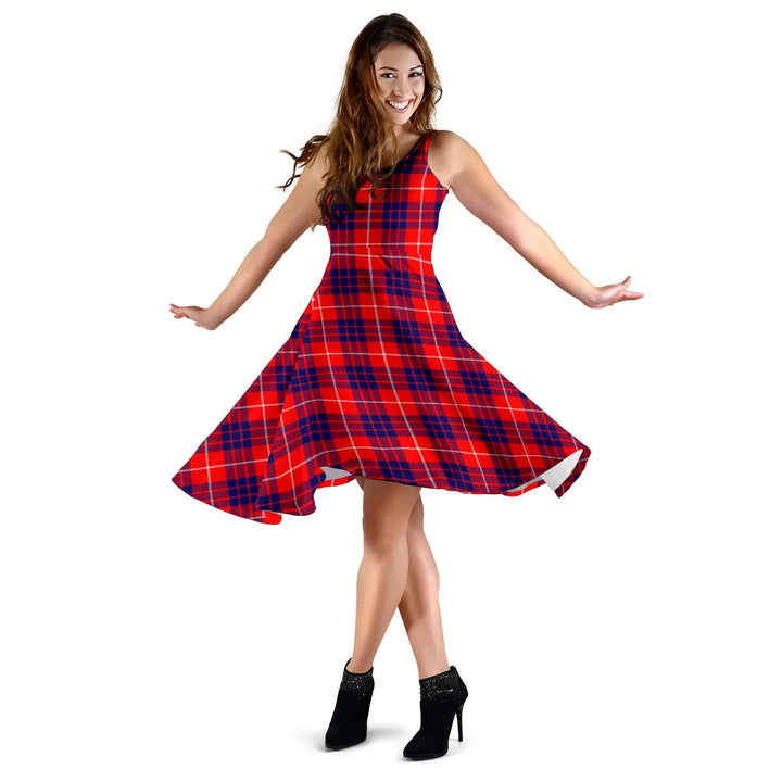 Scottish Hamilton Modern Clan Tartan Women Midi Dress