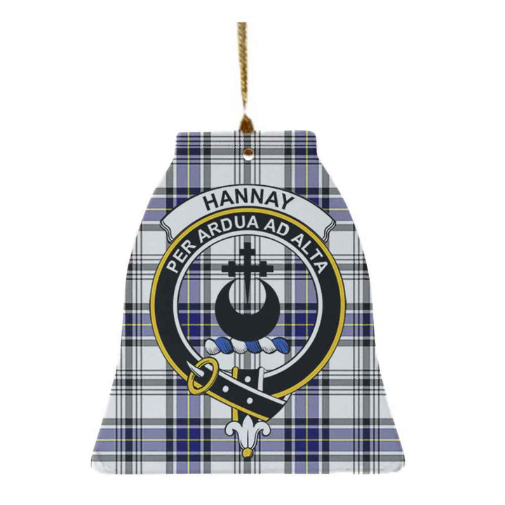 Scottish Hannay Clan Crest Tartan Ceramic Ornament Bell Shape Tartan Plaid