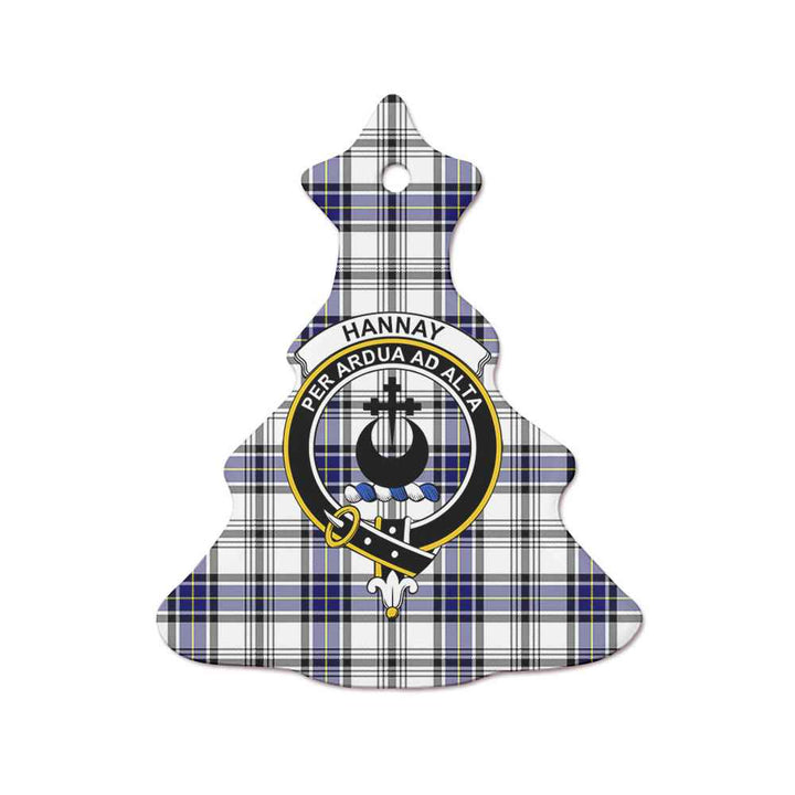 Scottish Hannay Clan Crest Tartan Ceramic Ornament Tree Shape Tartan Plaid