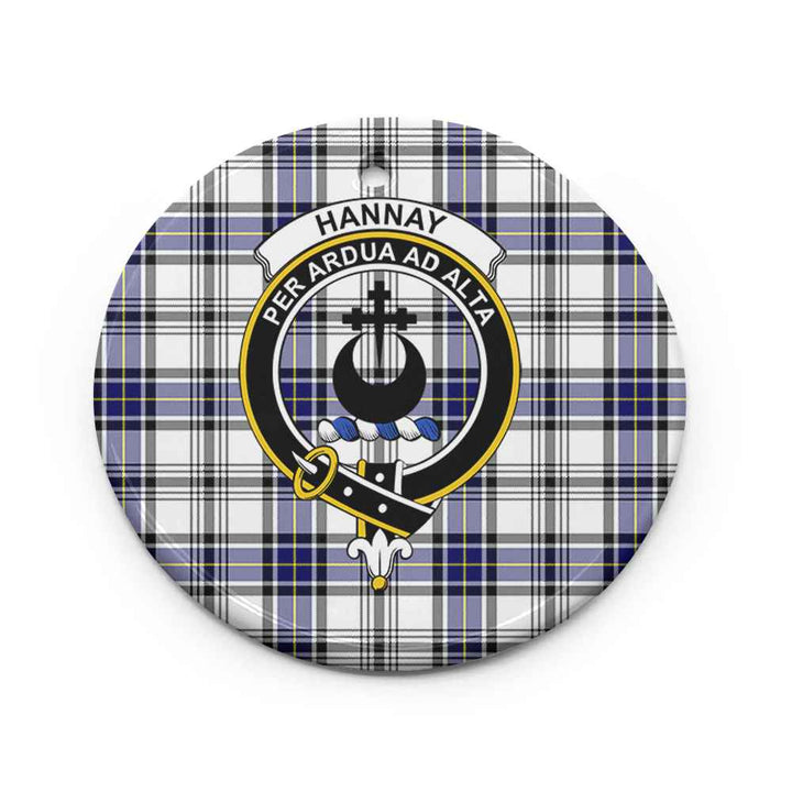 Scottish Hannay Clan Crest Tartan Ceramic Ornament Circle Shape Tartan Plaid