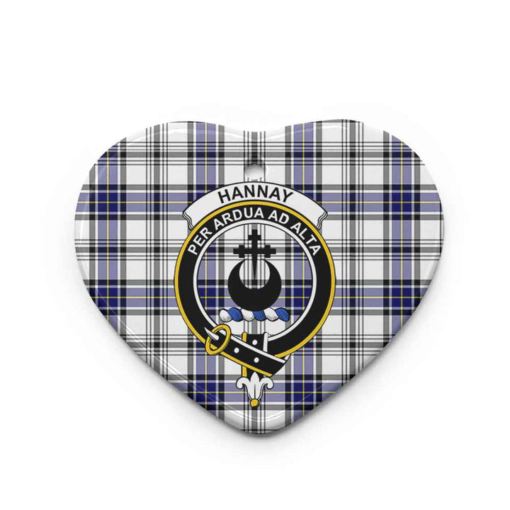 Scottish Hannay Clan Crest Tartan Ceramic Ornament Heart Shape Tartan Plaid