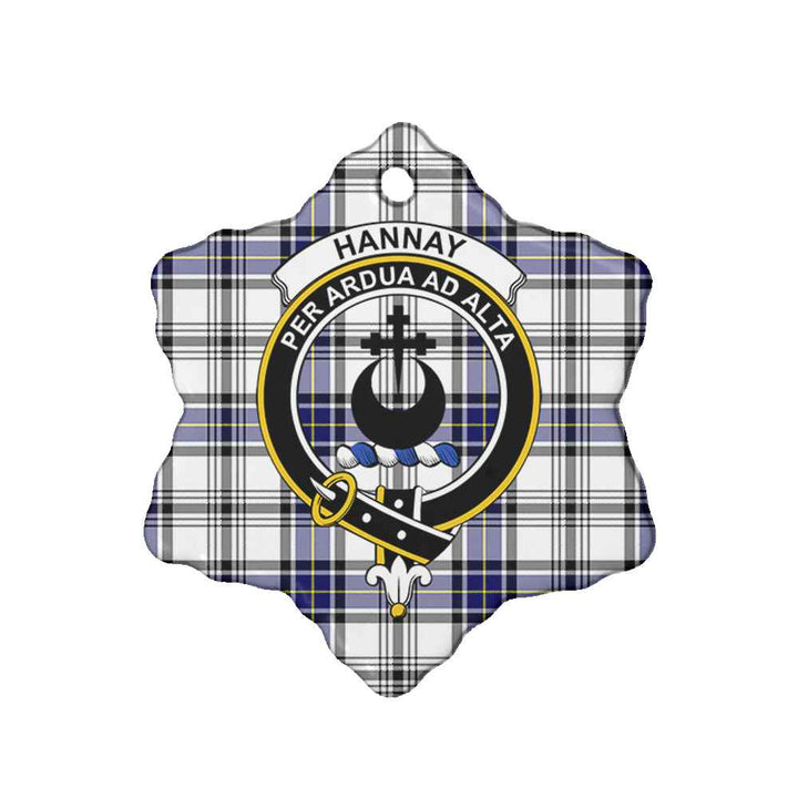 Scottish Hannay Clan Crest Tartan Ceramic Ornament Snow Flake Shape Tartan Plaid