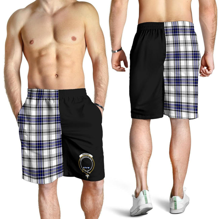 Scottish Hannay Clan Crest Tartan Half of Me Men's Shorts
