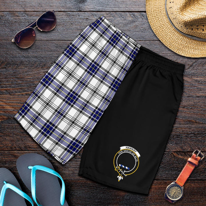 Scottish Hannay Clan Crest Tartan Half of Me Men's Shorts