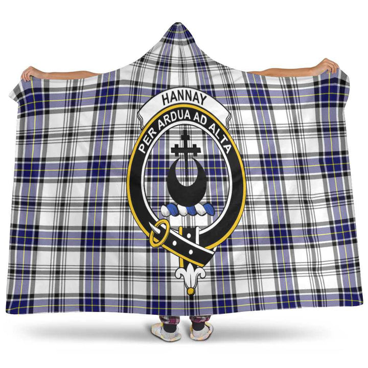 Scottish Hannay Clan Crest Tartan Hooded Blanket Tartan Plaid 1